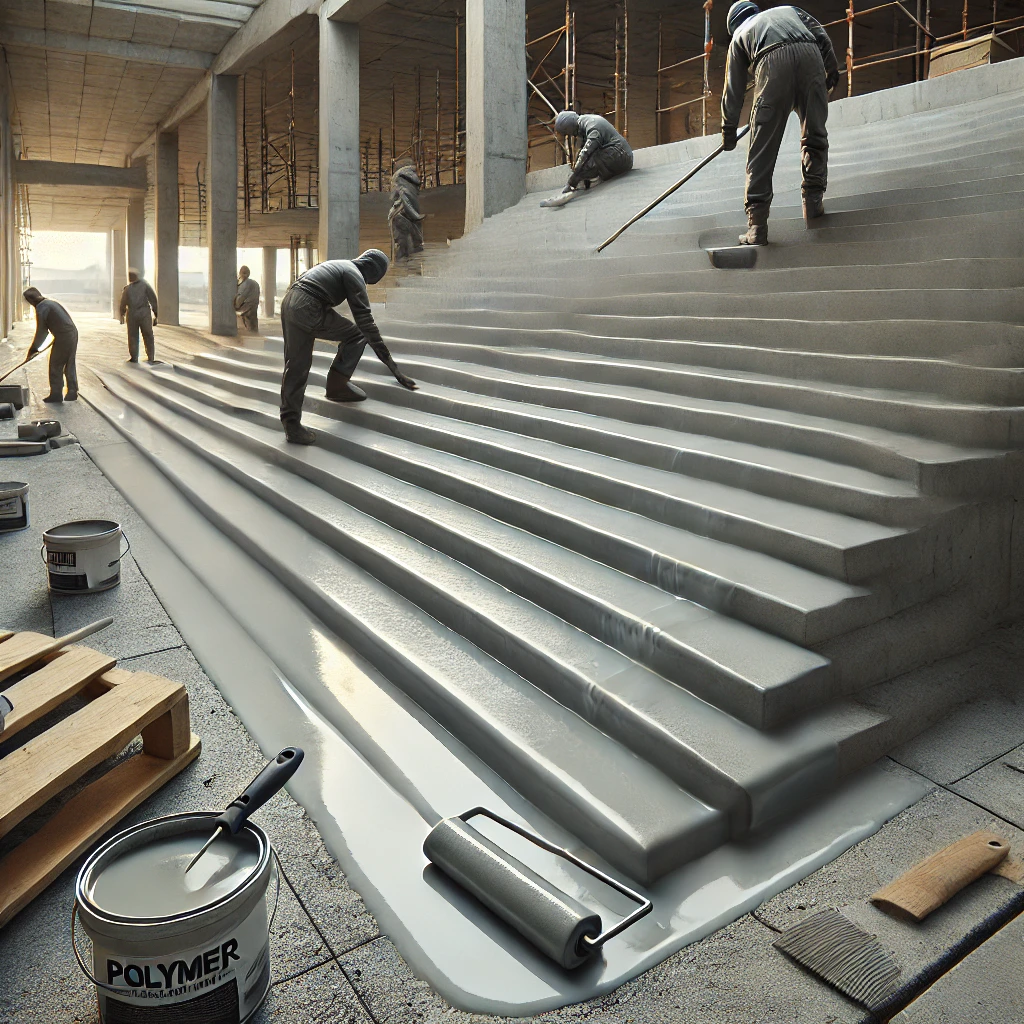 Polymer coatings for concrete stairs